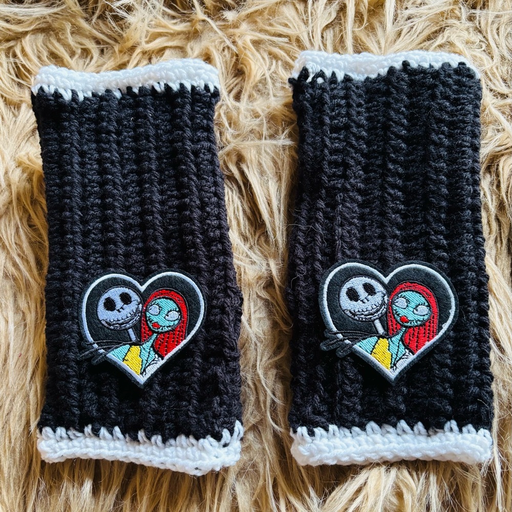 Nightmare Before Christmas Jacks & Sally Gloves Handcrochet One of a Kind
